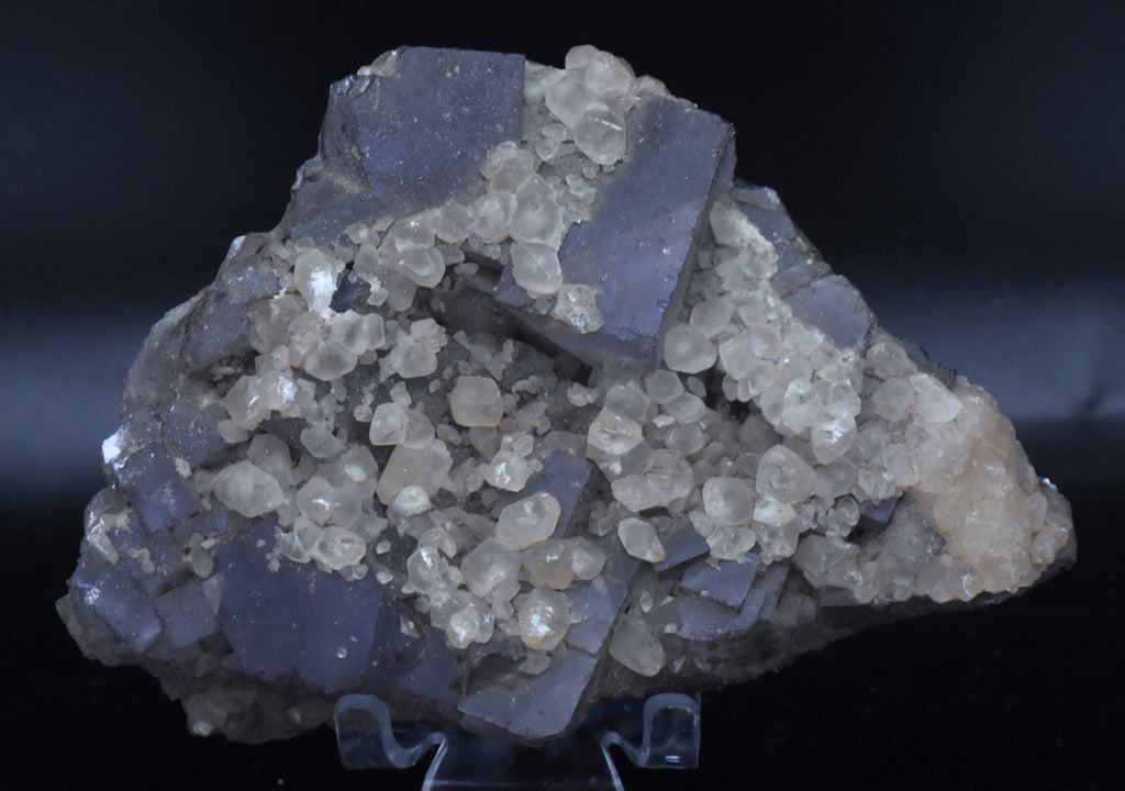 Purple Fluorite with Calcite Crystals Mineral Specimen