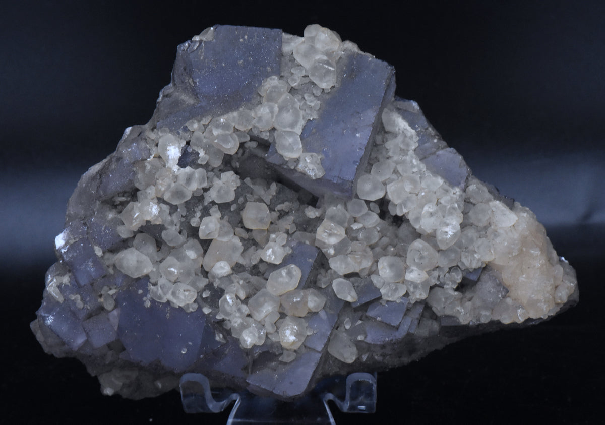 Purple Fluorite with Calcite Crystals Mineral Specimen
