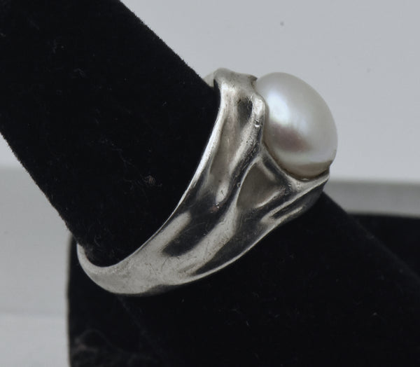 Hagit Gorali - Vintage Pearl Sterling Silver Ring - Size 7