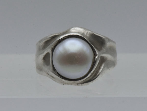 Hagit Gorali - Vintage Pearl Sterling Silver Ring - Size 7