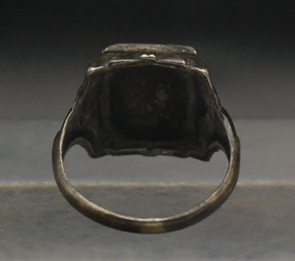 Vintage 1930s Celluloid Photograph Sweetheart Sterling Silver Ring - Size 7