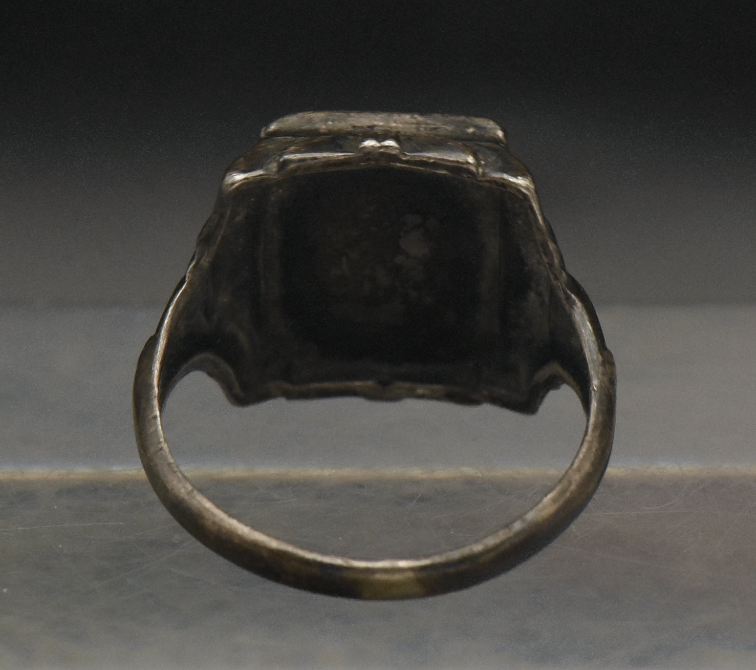 Vintage 1930s Celluloid Photograph Sweetheart Sterling Silver Ring - Size 7