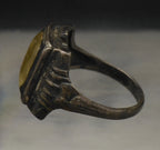 Vintage 1930s Celluloid Photograph Sweetheart Sterling Silver Ring - Size 7