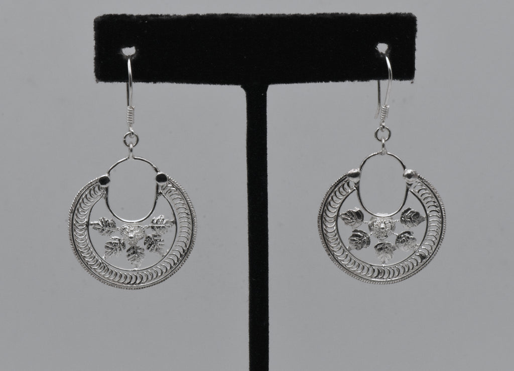 Vintage Sterling Silver Floral Dangle Earrings