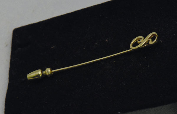 Vintage 14K Gold "S" Stick Pin
