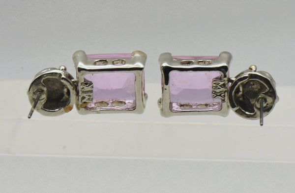 Pink Glass Crystal Dangle Earrings