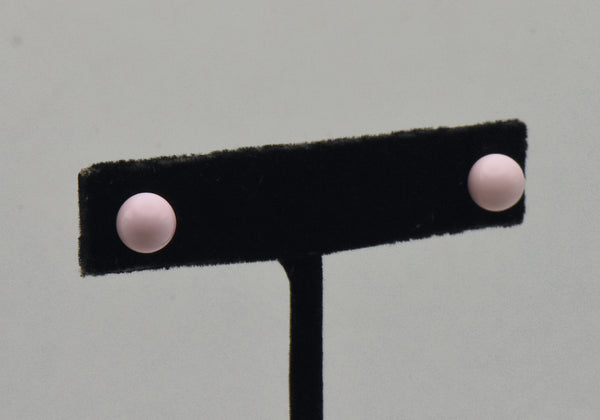 Vintage Pink Enamel Sphere Stud Earrings