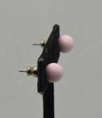 Vintage Pink Enamel Sphere Stud Earrings