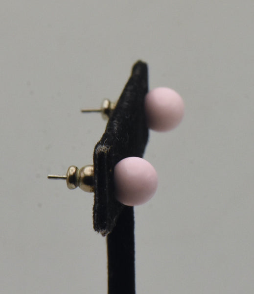 Vintage Pink Enamel Sphere Stud Earrings