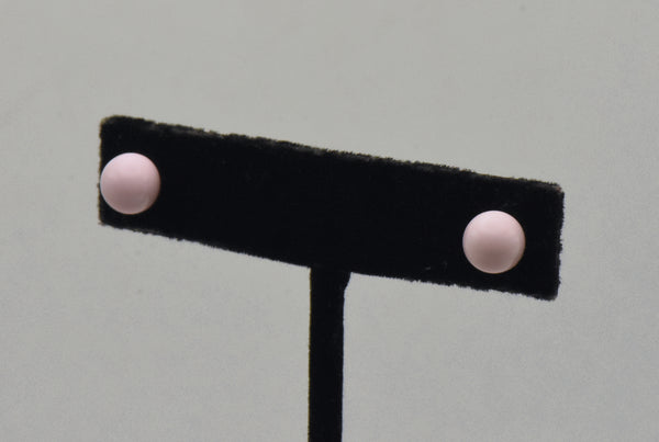 Vintage Pink Enamel Sphere Stud Earrings