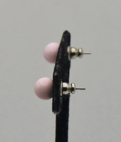 Vintage Pink Enamel Sphere Stud Earrings