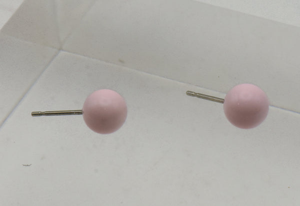 Vintage Pink Enamel Sphere Stud Earrings