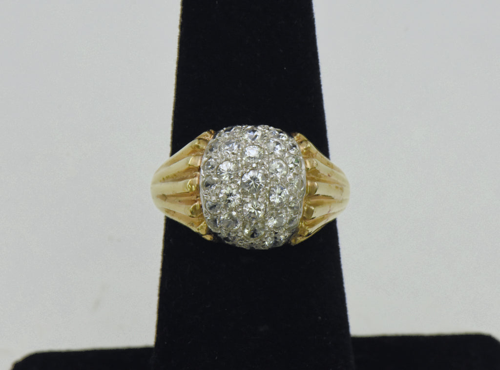 Vintage Gold Tone Sterling Silver Cubic Zirconia Ring - Size 5.75