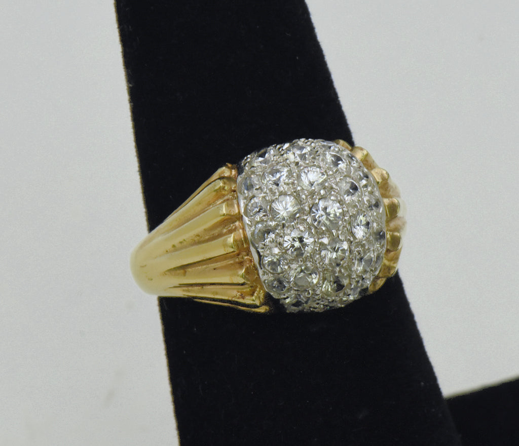 Vintage Gold Tone Sterling Silver Cubic Zirconia Ring - Size 5.75