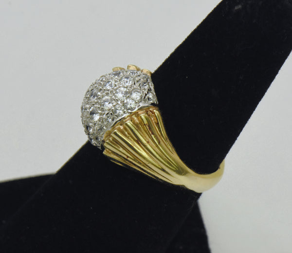Vintage Gold Tone Sterling Silver Cubic Zirconia Ring - Size 5.75