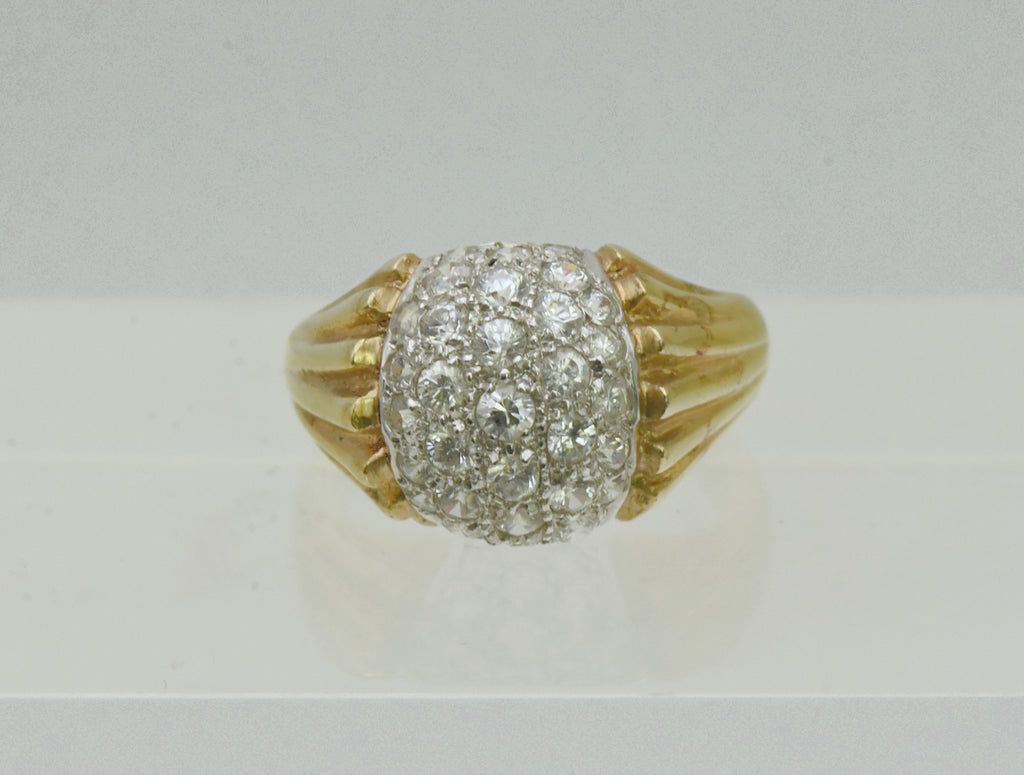 Vintage Gold Tone Sterling Silver Cubic Zirconia Ring - Size 5.75