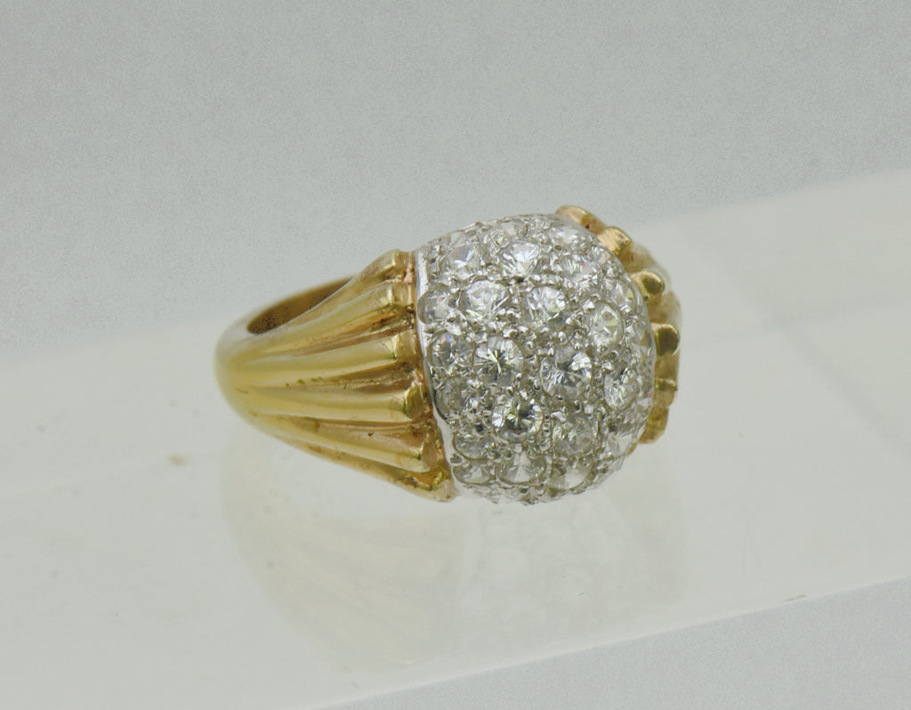Vintage Gold Tone Sterling Silver Cubic Zirconia Ring - Size 5.75