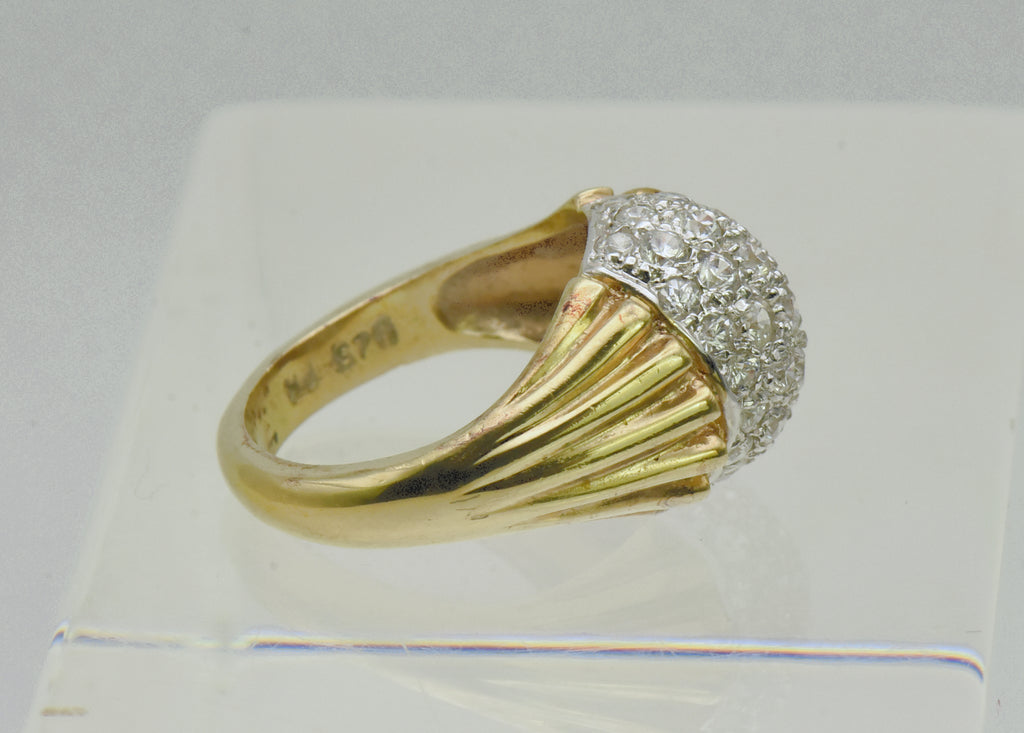 Vintage Gold Tone Sterling Silver Cubic Zirconia Ring - Size 5.75