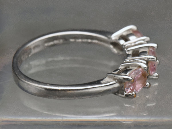 Vintage Pink Crystal Sterling Silver Ring - Size 8