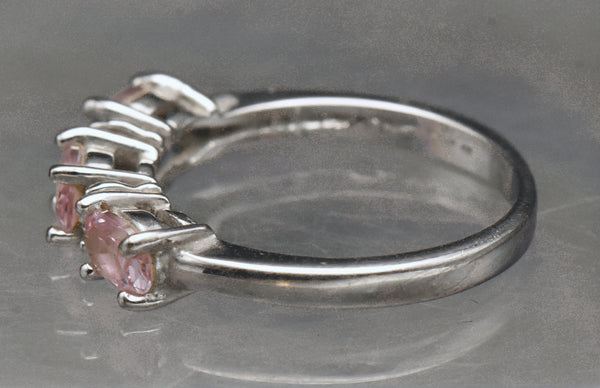 Vintage Pink Crystal Sterling Silver Ring - Size 8