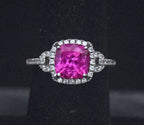 Vintage Synthetic Pink Sapphire Sterling Silver Ring - Size 6