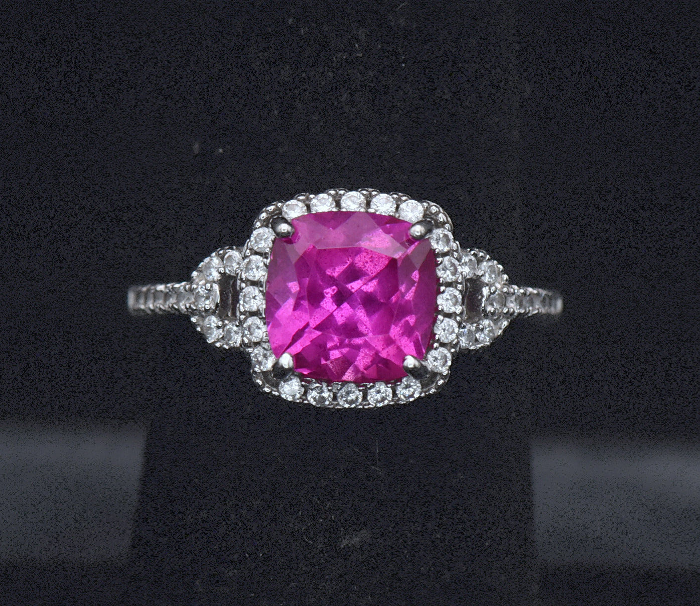 Vintage Synthetic Pink Sapphire Sterling Silver Ring - Size 6