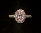 Vintage Sterling Silver Pink Crystal Double Halo Ring - Size 8.25