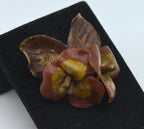 Vintage Hand Painted Plastic Floral Brooch