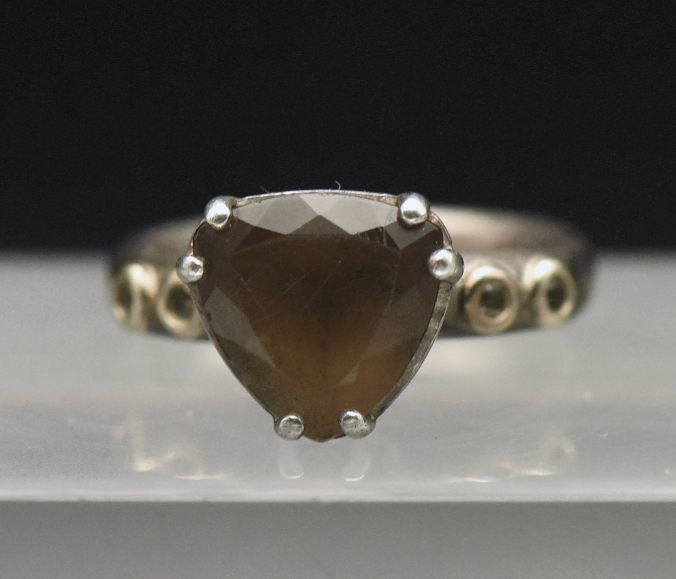 Pandora - Vintage Sterling Silver Smoky Quartz Ring - Size