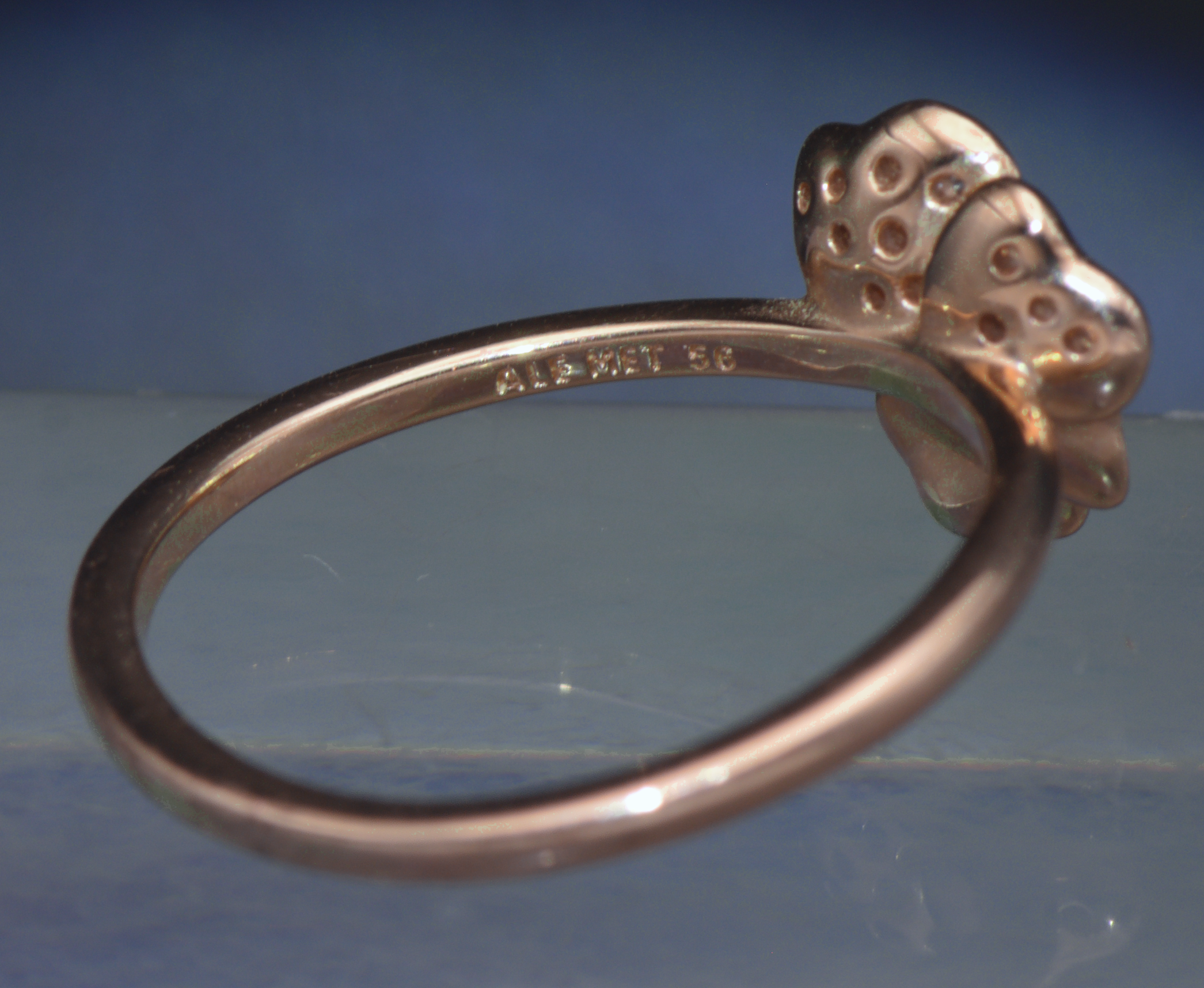 Pandora - Vintage 14k Rose Gold Plated CZ Pansy Ring - Size 7.75