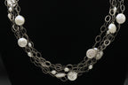 Vintage Handmade Sterling Silver and Pearls Multi-Link Chain Necklace