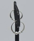 Vintage Sterling Silver Faux Pearl Hoop Earrings