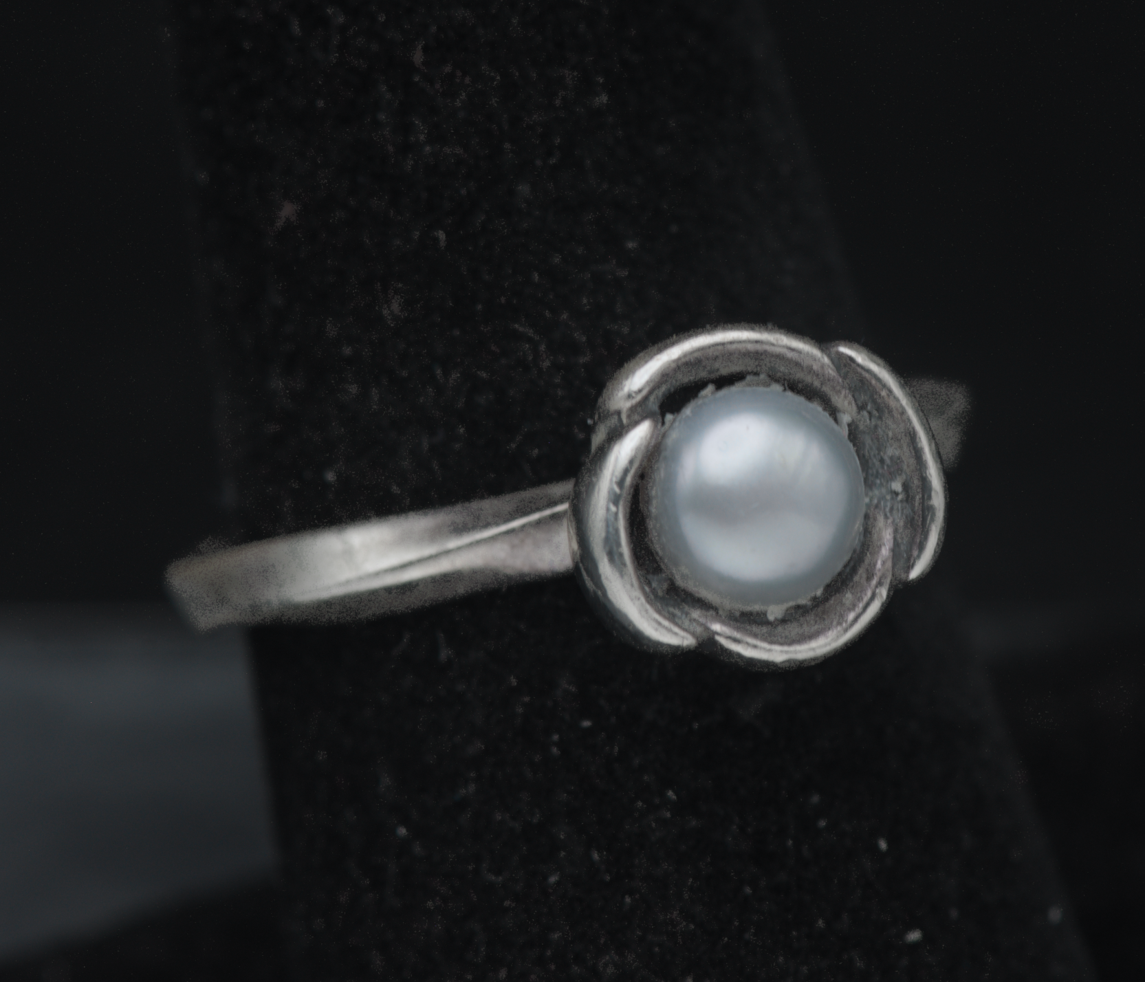 Pandora - Vintage Sterling Silver "My Wish" Pearl Floral Ring - Size 7.25