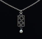 Vintage Handmade Pearl and Sterling Silver Pendant on Sterling Silver Chain Necklace - 16.5"