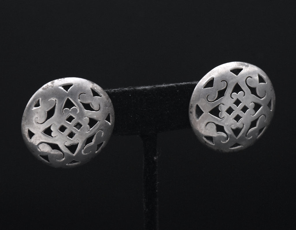 Vintage Handmade Sterling Silver Dome Earrings