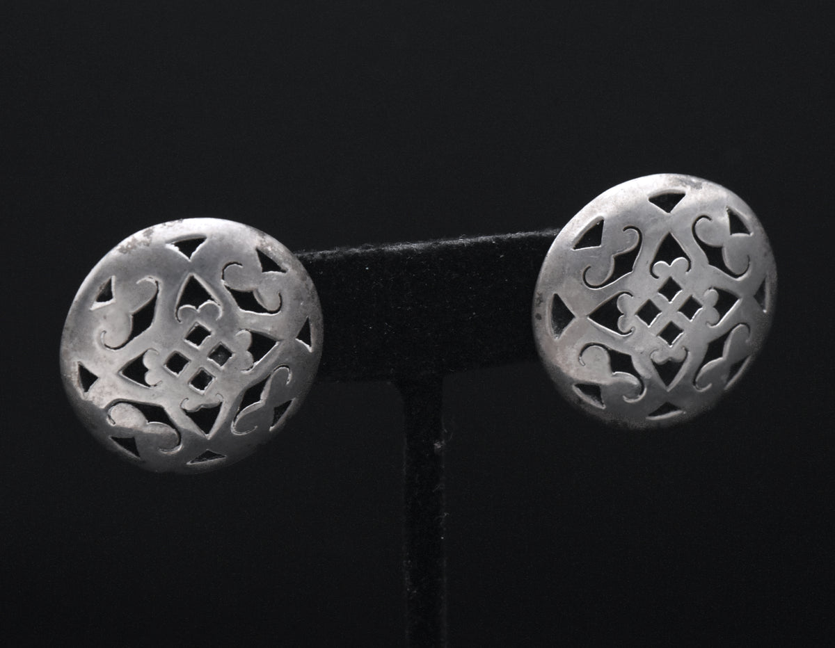 Vintage Handmade Sterling Silver Dome Earrings