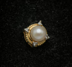 Vintage 14k Gold Pearl and Diamonds Slide Pendant
