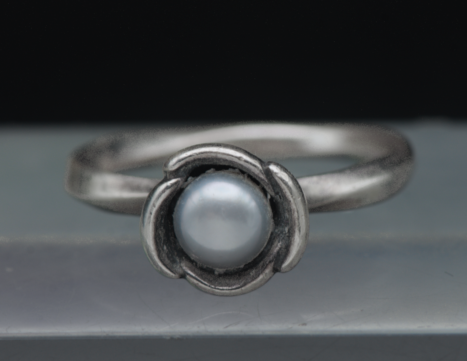 Pandora - Vintage Sterling Silver "My Wish" Pearl Floral Ring - Size 7.25