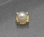 Vintage 14k Gold Pearl and Diamonds Slide Pendant