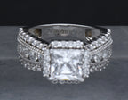 Sterling Silver Princess Cut Cubic Zirconia Halo Ring - Size 6.25