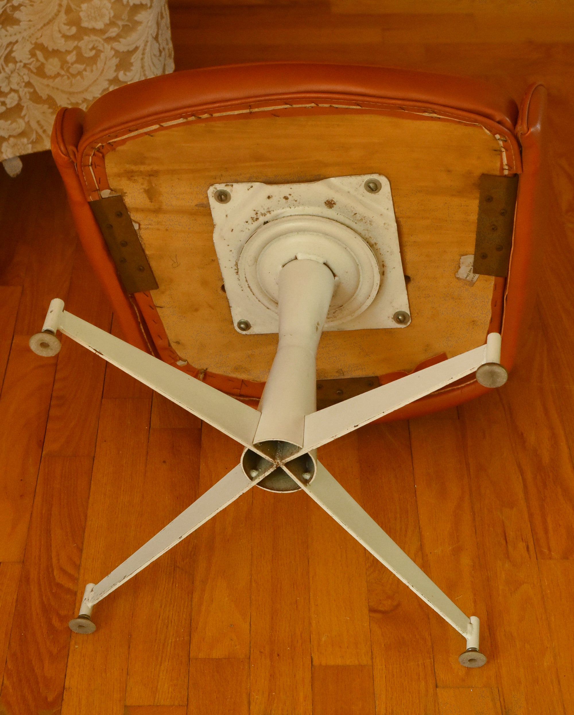 Progressive Furniture Co. - Vintage Pair of Red Vinyl Swivel Base Chair