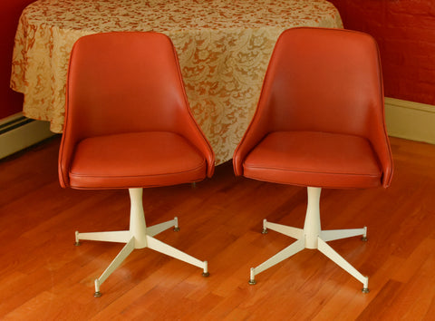 Progressive Furniture Co. - Vintage Pair of Red Vinyl Swivel Base Chair