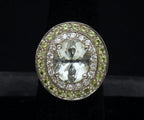 Vintage Prasiolite and Crystals Sterling Silver Ring - Size 6.5