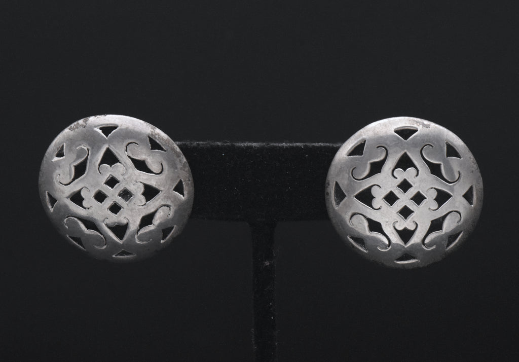 Vintage Handmade Sterling Silver Dome Earrings