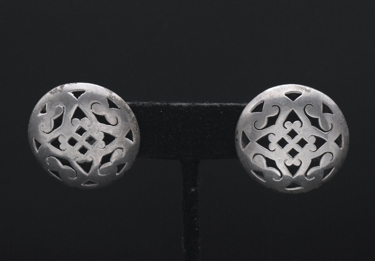 Vintage Handmade Sterling Silver Dome Earrings