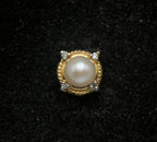 Vintage 14k Gold Pearl and Diamonds Slide Pendant