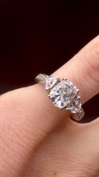 Vintage Cushion Cut Cubic Zirconia Sterling Silver Ring - Size 7