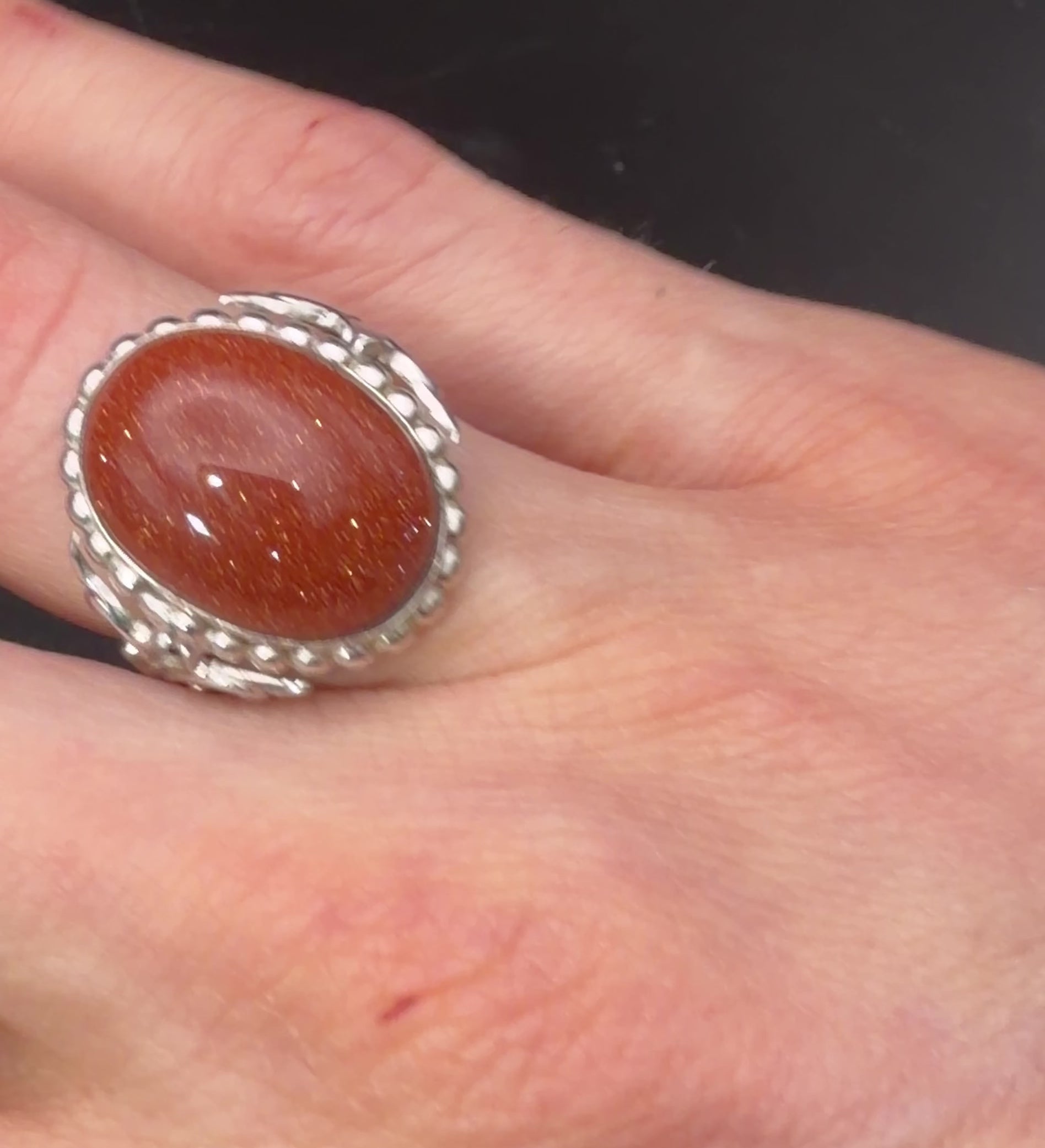 Uncas - Vintage Sterling Silver Goldstone Ring - Size 7.75