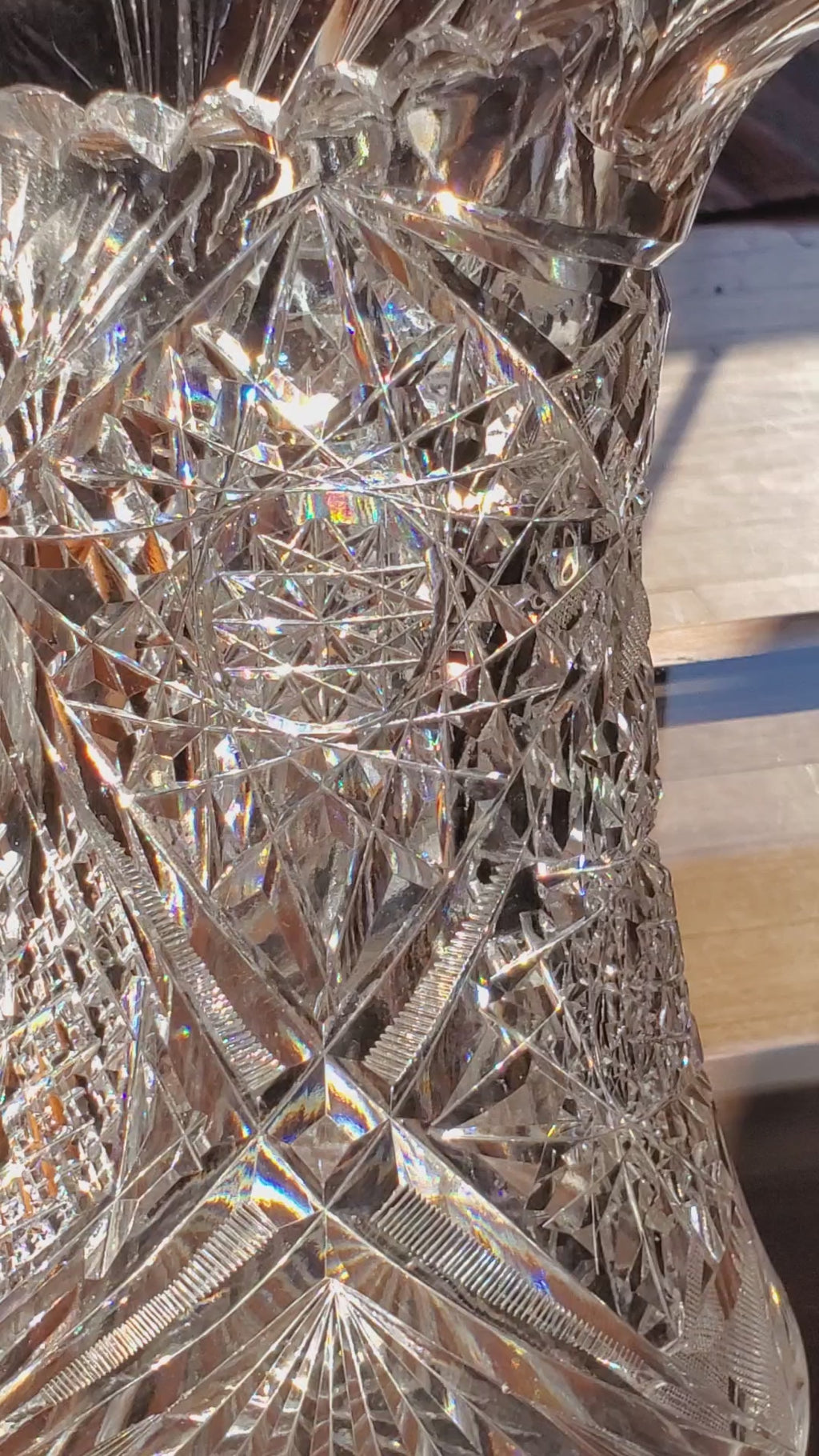 Antique Bohemian Cut Crystal Pitcher