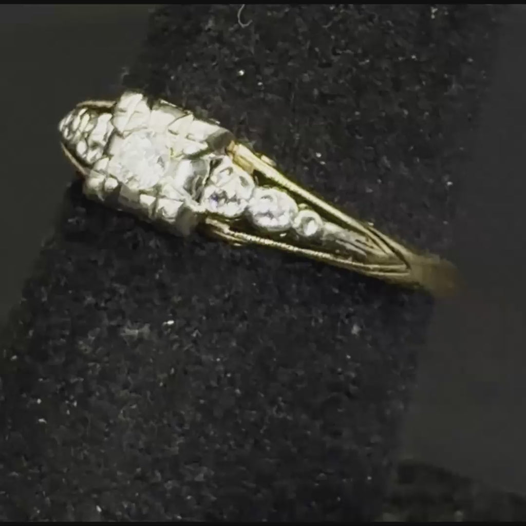 Vintage 14k Gold Solitaire Diamond Ring - Size 6.75